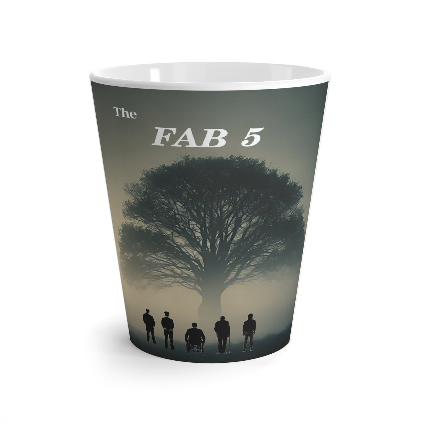 The FAB 5 mug, to remind you every day of everything YOUR capablr of...Latte Mug — 'The FAB 5' Tree Silhouette Coffee Cup | Inspirational Friendship Gift